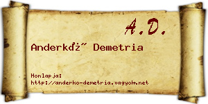 Anderkó Demetria névjegykártya